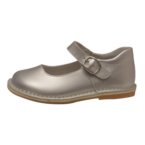 L'Amour Girls Silver Classic Matte Leather Mary Jane Shoes 4 Baby-10 Toddler - SophiasStyle.com